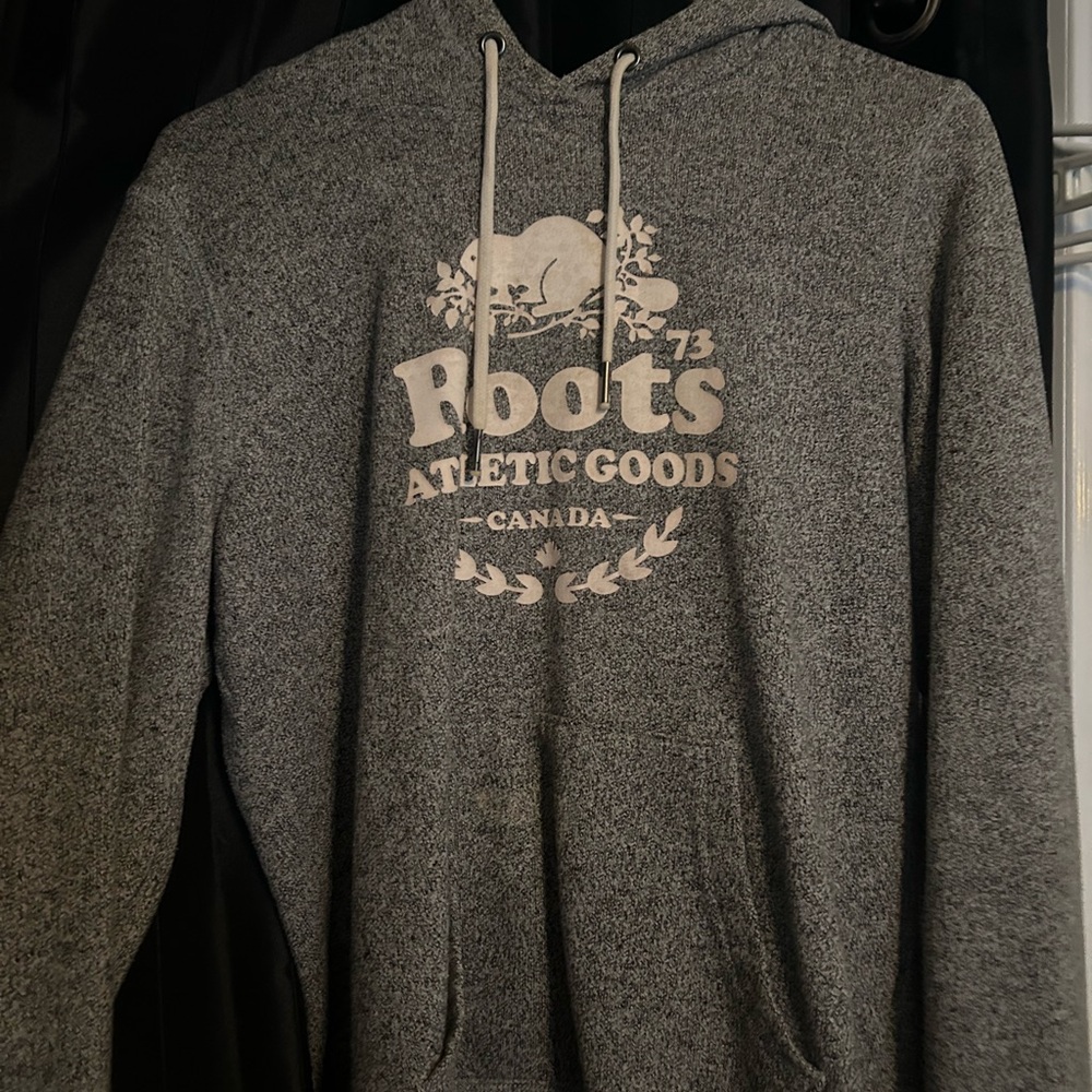 Roots Salt and Pepper Gray Athletic Hoodie Sweater Womens